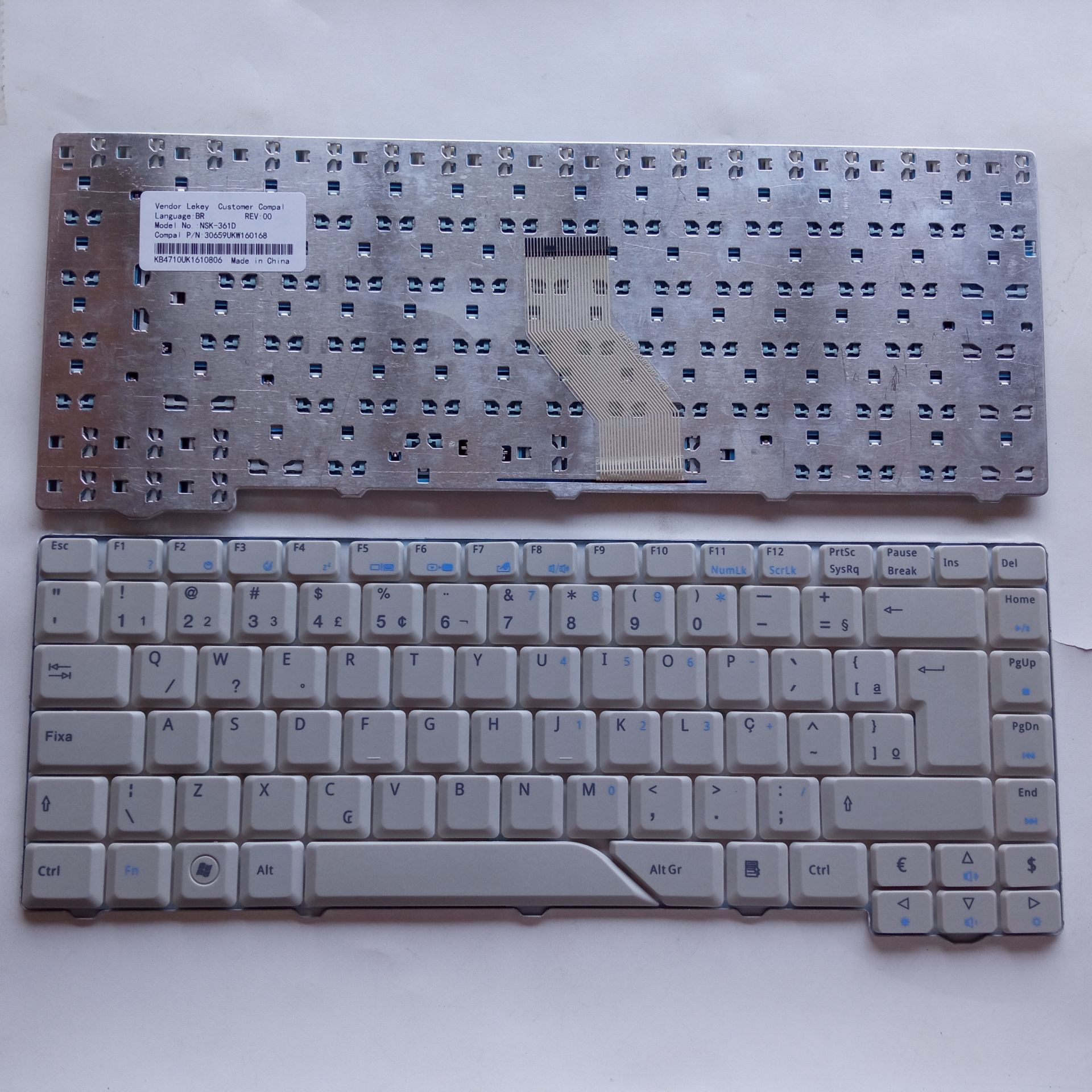 Picture of New Replacement Laptop Keyboard For ACER 4710 Off-White (OEM) BR Layout
